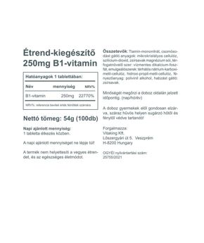 B-1 Vitamin 250mg - Thiamine - 100