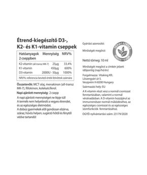 D3 + K2 + K1 Vitamin Drop 10ml - 320 csepp